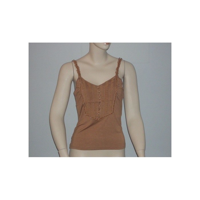 Debardeur / t-shirt - morgan de toi - taille S - marron - NEUF * TISSU PRINCIPAL 97% VISCOSE 3% ELASTHANE GARNITURE 100% SOIE