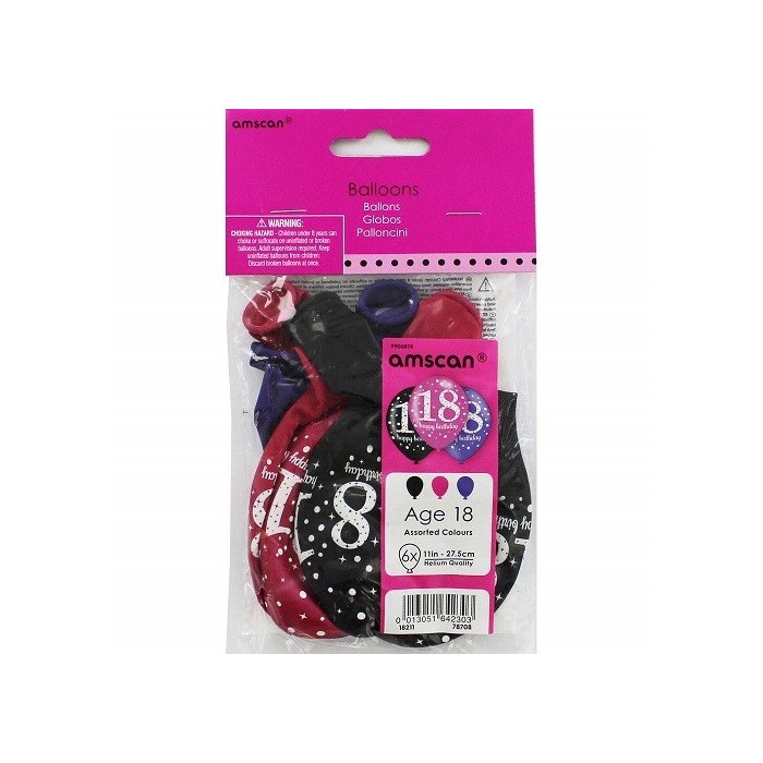 Amscan 9900874 27,5 cm Celebration 18e anniversaire Ballons en latex 