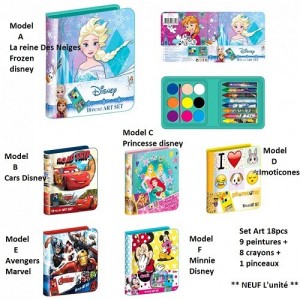 Set Art 8 pieces - Coffret artistique * L'unit� / Model al�atoire * La reine des neiges/Princesse/Avengers/Cars/Imoticones ou Mi