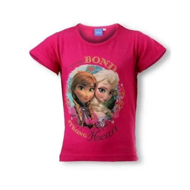 Tee-Shirt LA REINE DES NEIGES Frozen Disney Manches Courtes 100% Coton - NEUF - Rose - De 3 à 8 ans 