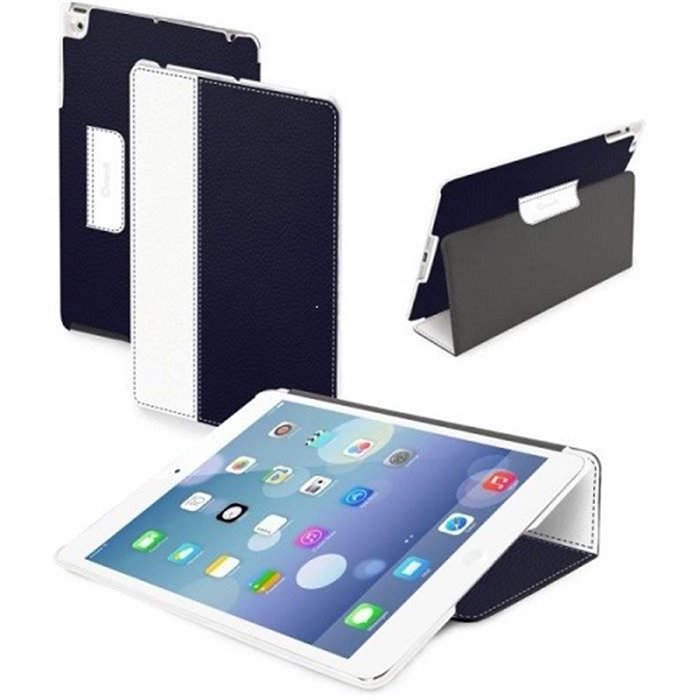 Muvit Fold MUCTB0218 Etui a clapet avec Support pour Apple iPad Air, Bleu/Blanc - NEUF