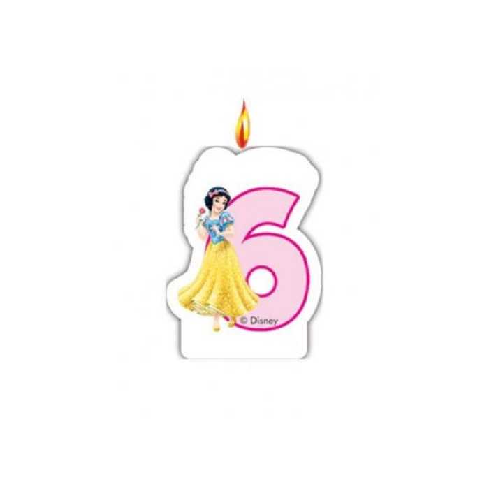 6 Ans - Bougie d'Anniversaire PRINCESSES Disney 6 Ans - Bougie d'Anniversaire PRINCESSES Disney