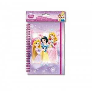 Bloc Notes Spirale Avec élastique 60 feuilles format A5 PRINCESSES DISNEY (Raiponce, Blanche Neige, Cendrillon) NEUF - Papeterie