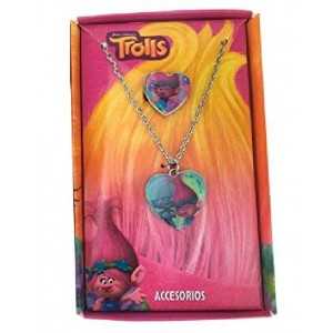 TROLLS - Coffret Beauté Cadeau Bijoux Fantaisie - Collier avec pendentif + Bague - NEUF