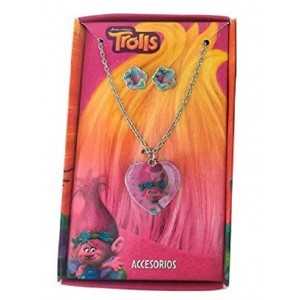 TROLLS - Coffret Beauté Cadeau Bijoux Fantaisie - Collier avec pendentif + Boucles d'oreilles - NEUF