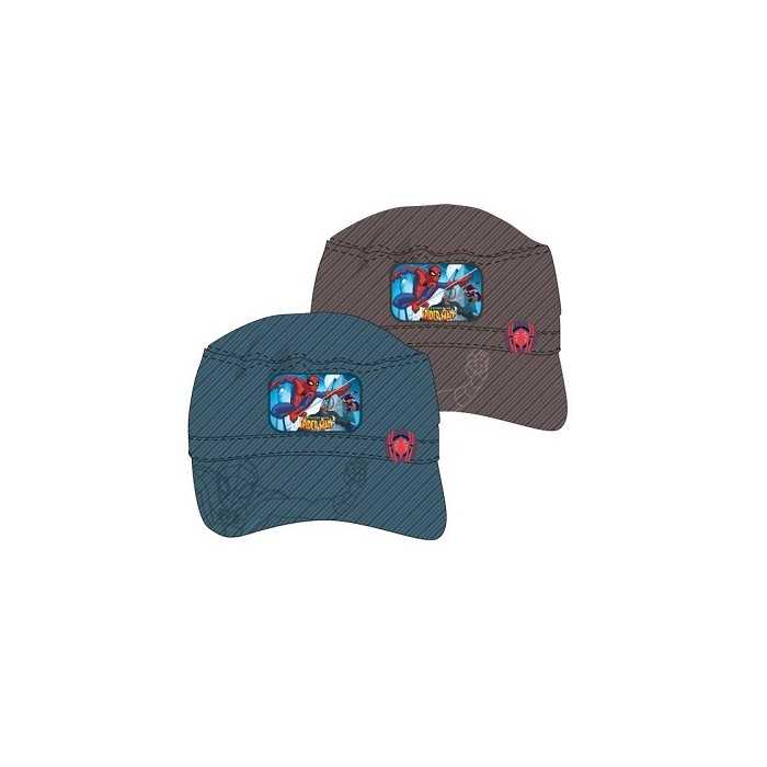 Casquette Avec Cache Oreilles POLAIRE Brodé et Pin's (Marron Velour): SPIDER-MAN Marvel
