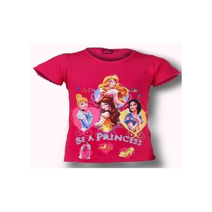ROSE FONCE : Tee-Shirt PRINCESSES Disney Manches Courtes 100% Coton - NEUF l'unité - T-Shirt Fille De 2  à  6 Ans