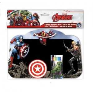 Set Tableau Ardoise + Craies + Éponge AVENGERS Marvel - Fourniture Scolaire Garçon Activités Loisirs