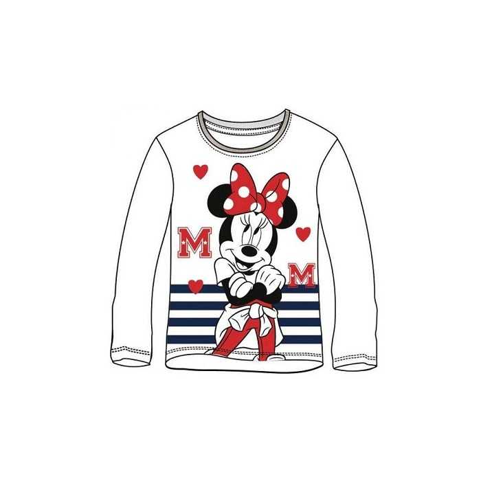 Tee-shirt Manches Longues MINNIE Disney 100% Coton - NEUF - T-Shirt Enfant Fille 3  à  8 ans (Blanc)