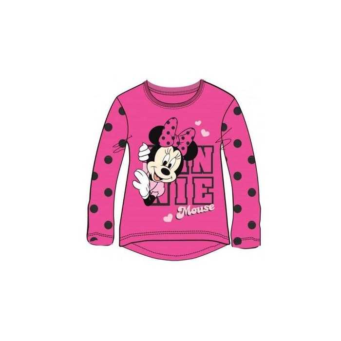 Tee-shirt Manches Longues MINNIE Disney 100% Coton - NEUF - T-Shirt Enfant Fille 3 à 8 ans (Rose Foncé)