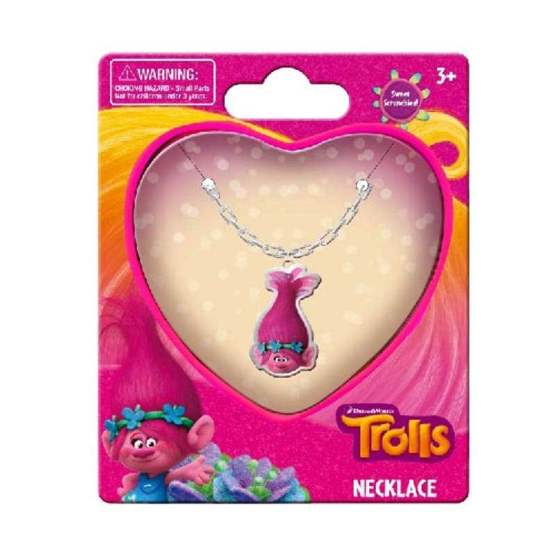 TROLLS - Boite en Métal + Collier avec Pendentif - Accessoires Beauté Fille Fantaisie - NEUF TROLLS - Boite en Métal + Collier avec Pendentif - Accessoires Beauté Fille Fantaisie - NEUF