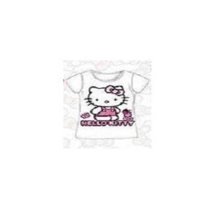 BLANC : Tee-Shirt HELLO KITTY Manches Courtes 100% Coton - NEUF - Fille de 2  à  6 ans