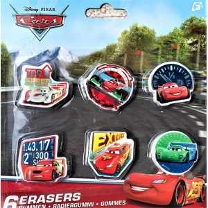 Set Gommes CARS McQueen Disney (6 Gommes à Effacer) Fournitures Scolaire Garçon Papeterie - NEUF