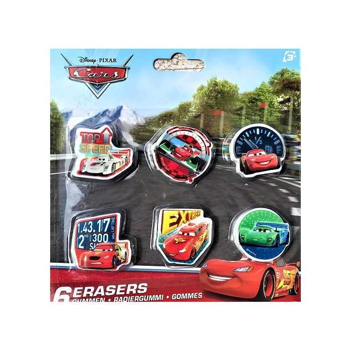 Set Gommes CARS McQueen Disney (6 Gommes à Effacer) Fournitures Scolaire Garçon Papeterie - NEUF