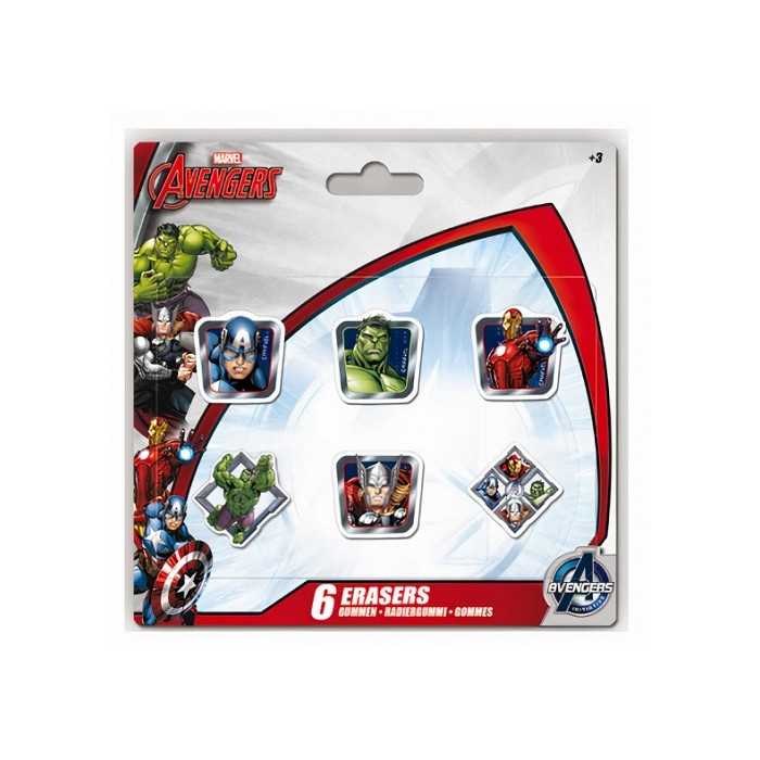 Set Gommes AVENGERS Marvel (6 Gommes à Effacer) Fournitures Scolaire Garçon Papeterie - NEUF
