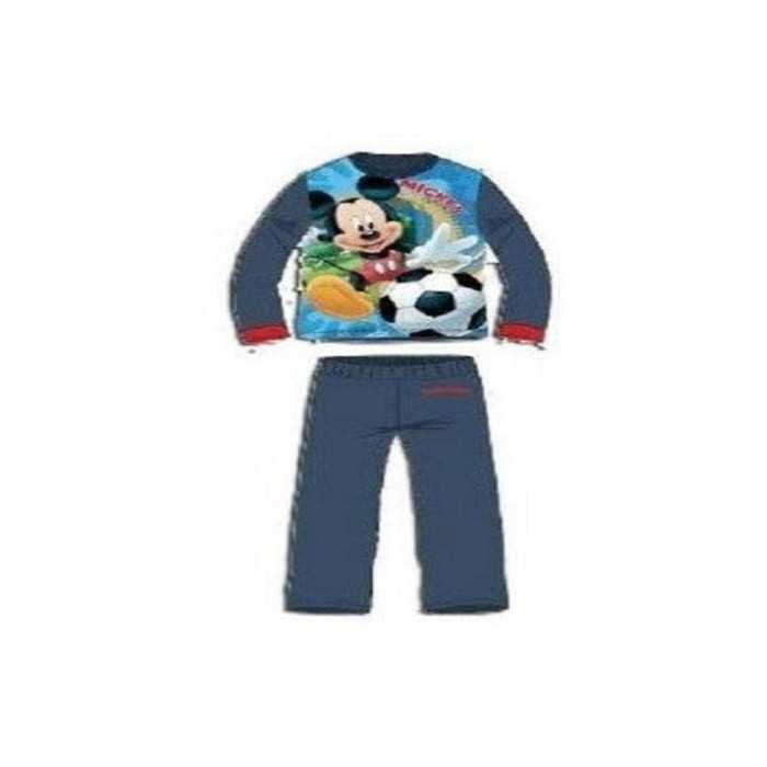 Pyjama Coton Long MICKEY Disney (Haut Manches Longues + Pantalon) Bleu - NEUF - Garçon de 4 à 8 ans