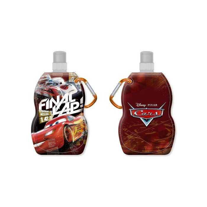 Gourde CARS McQueen Disney 400-500ml (Sans BPA) Pliable avec mousqueton (Réutilisable, Attachable, Lavable, Congelable) NEUF - G