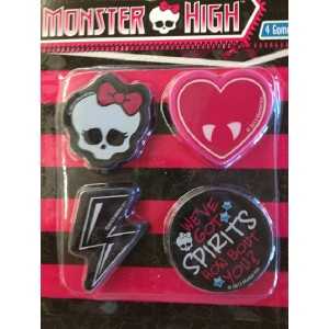 Set de 4 gommes MONSTER HIGH - NEUF - Papeterie / Fourniture Scolaire / Fille / Gommes à Effacer