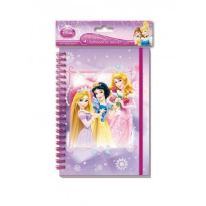 Bloc Notes Spirale Avec élastique 60 feuilles format A5 PRINCESSES DISNEY (Raiponce, Blanche Neige, Cendrillon) NEUF - Papeterie