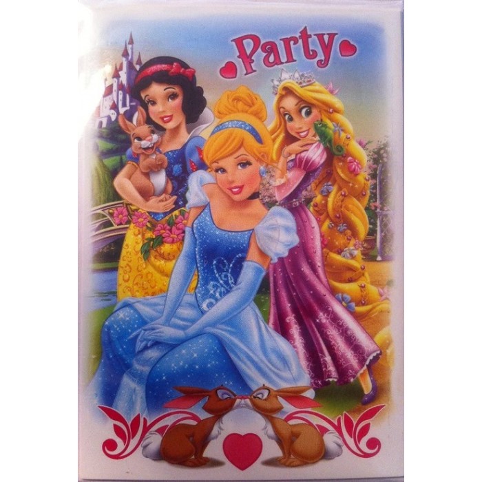 PRINCESSES & Pets : Cartes d'invitations anniversaire party Disney - 5 cartes + 5 enveloppes anniversaire
