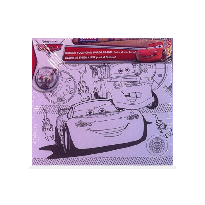 CARS Disney : Votre Propre Cadre De Couleur - Cadre à Dessiner Et 4 Crayons 15x15cm - Tableau à dessiner - Loisir Activité Créat