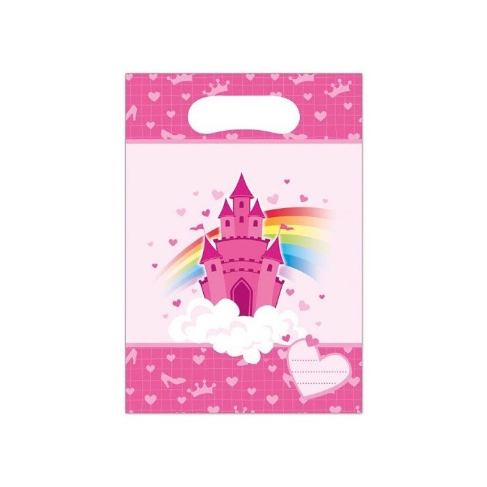 6 Sacs cadeaux ch�teau plastique